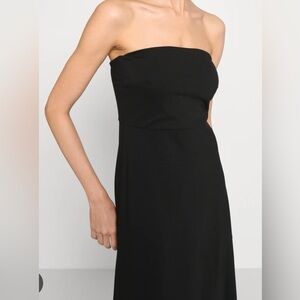 Club Monaco Black Strapless Midi Dress